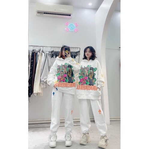 Bộ hoodie hình+quần bom trắng TT11