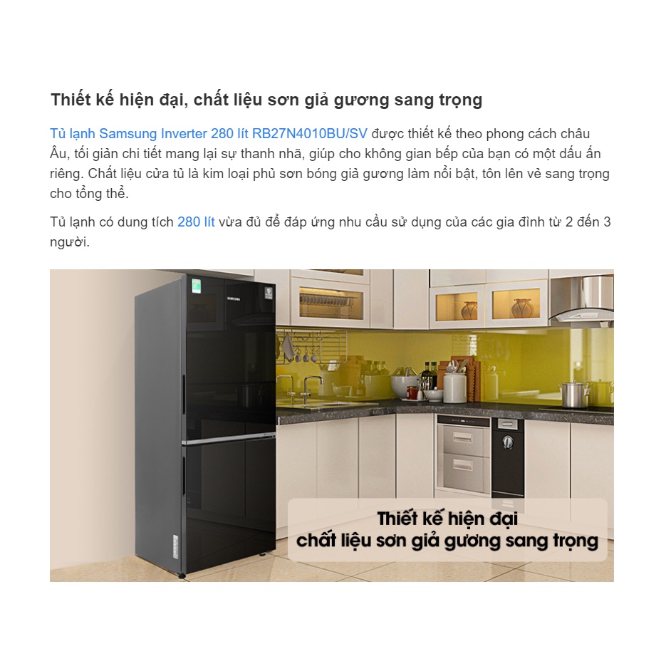 Tủ lạnh Samsung Inverter 280 lít RB27N4010BU/SV - Mới 100%