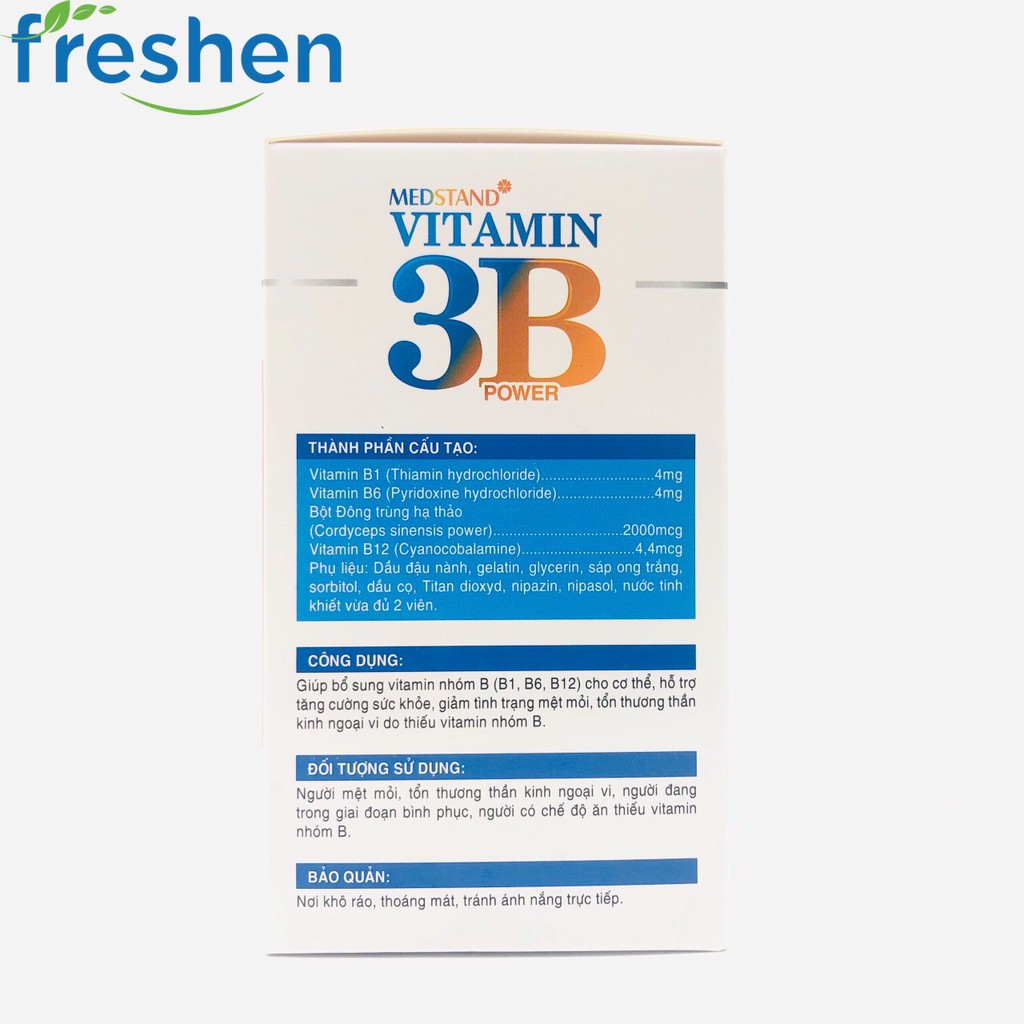 MEDSTAND VITAMIN 3B POWER - giúp bổ sung vitamin nhóm B (B1,B6,B12) cho cơ thể.