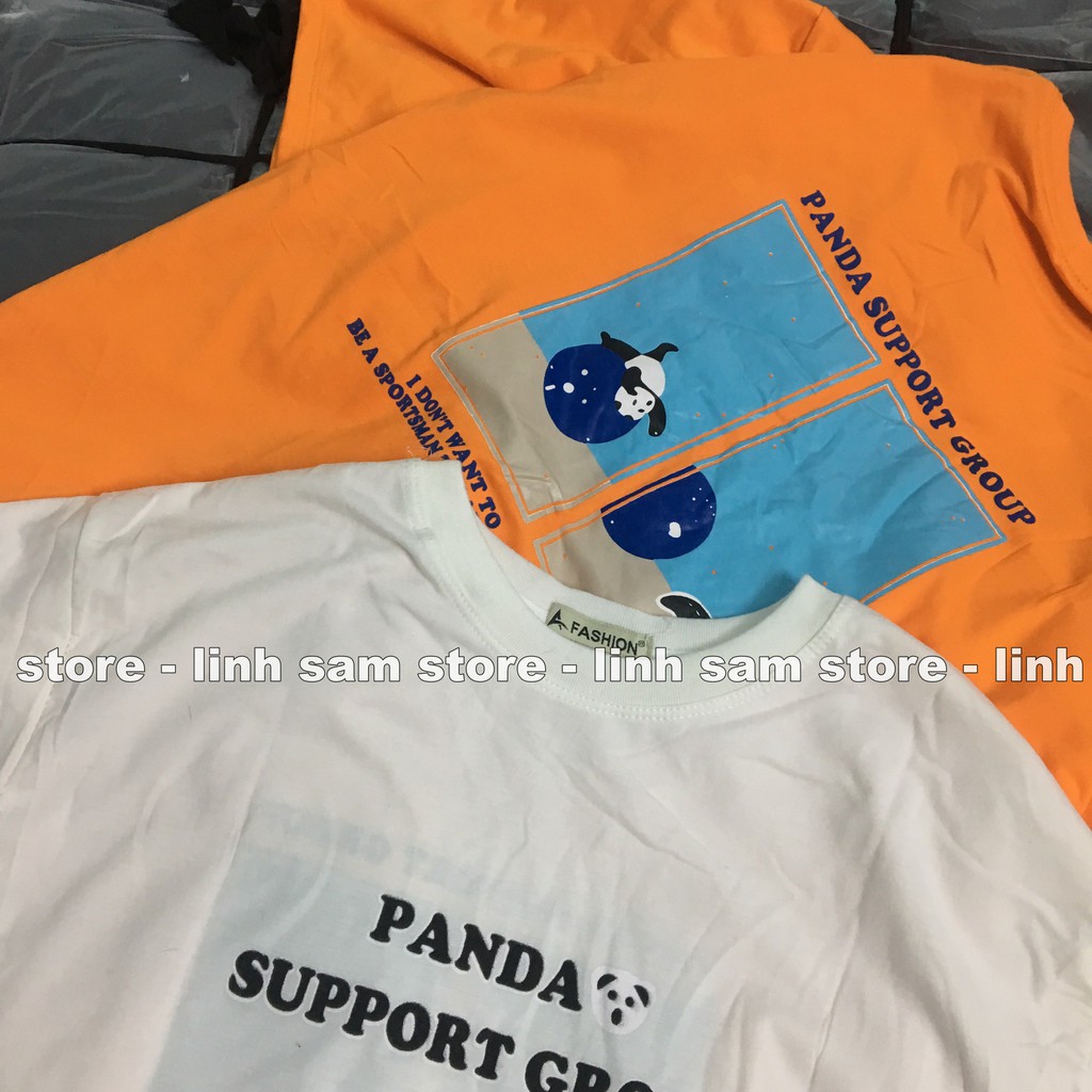 Áo thun tay lỡ nữ freesize phông form rộng dáng Unisex, mặc lớp, nhóm, cặp in chữ PANDA SUPPORT hình GẤU | BigBuy360 - bigbuy360.vn