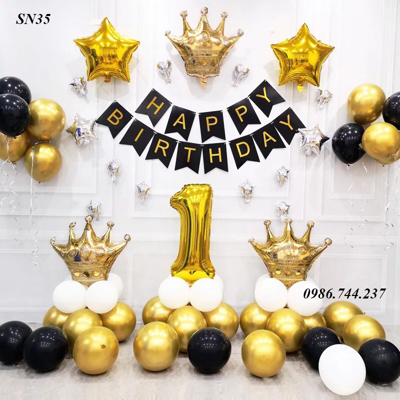 Set Bóng Sinh Nhật Happy Birthday Hoàng Gia