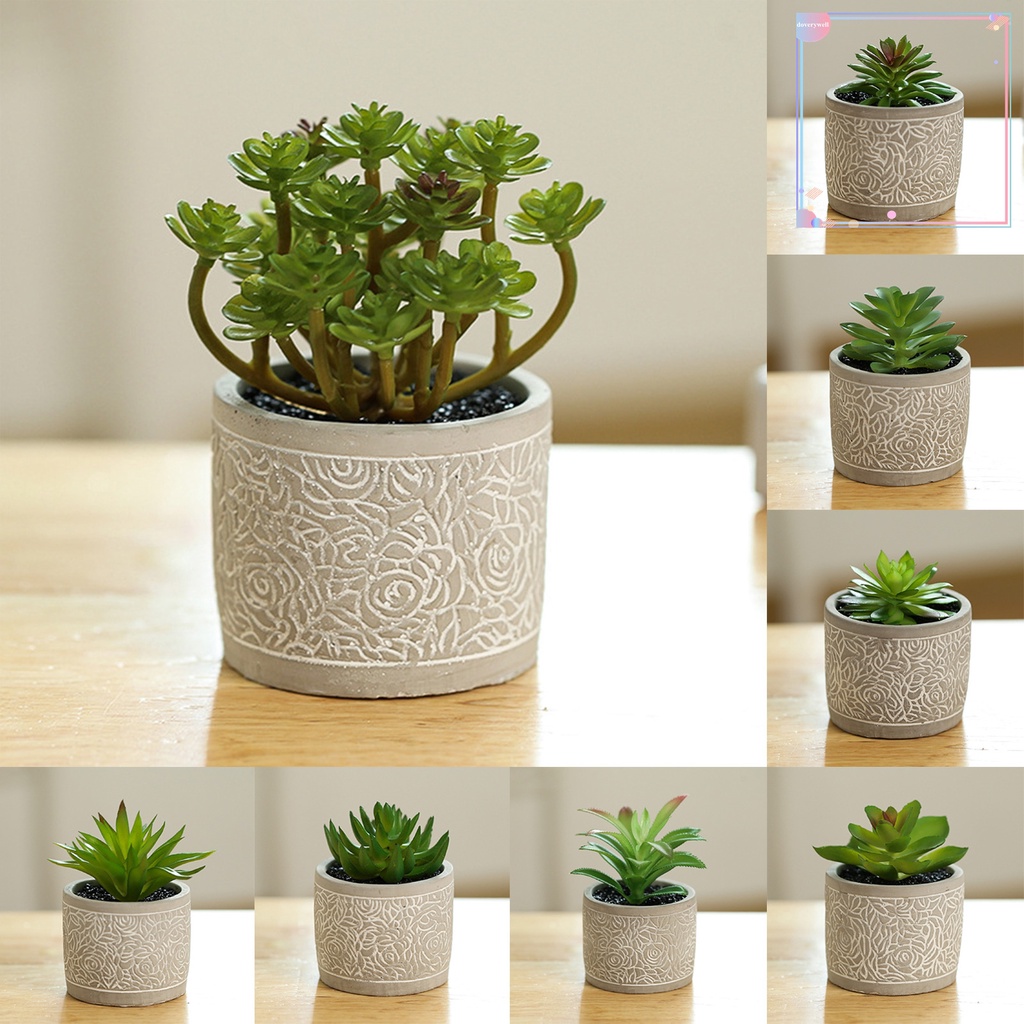 1 Bộ Chậu Cây Nhân Tạo Bằng Nhựa Trang Trí Bàn Làm Việc