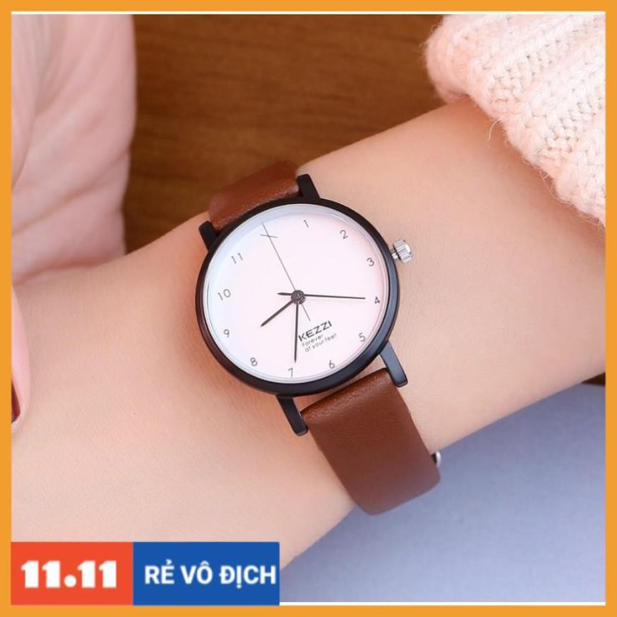 [Hàng chính hãng] Đồng hồ nam nữ Kezzi 1772 hàng chính hãng dây da thật