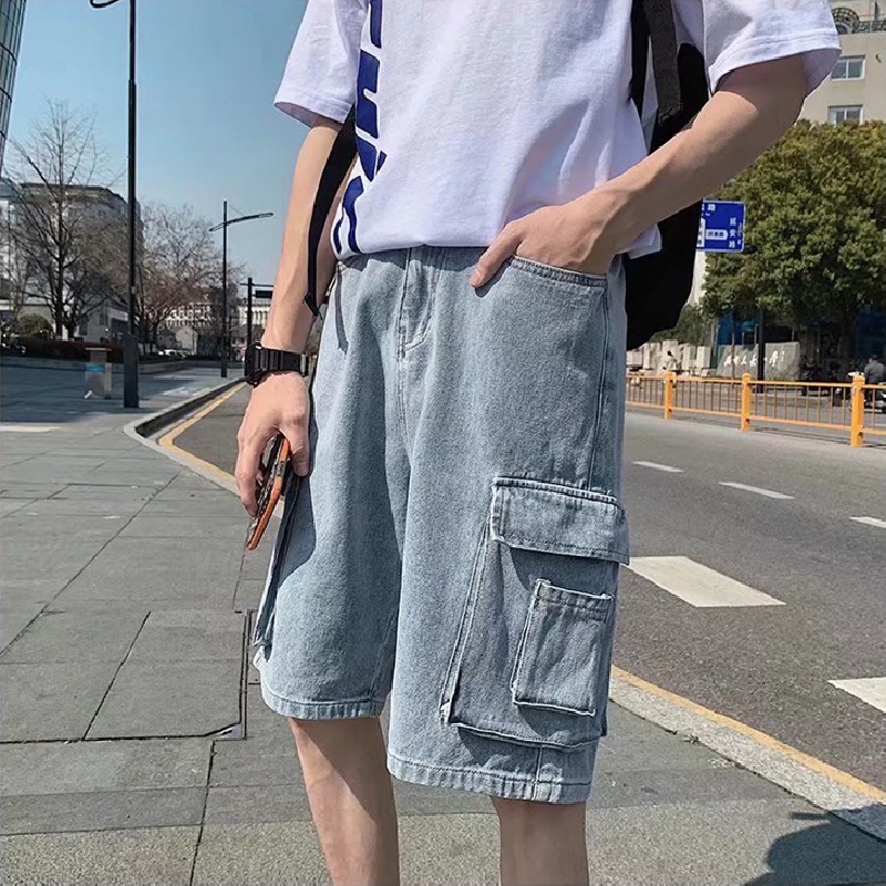 Quần Short jeans Phong Cách hip hop Thời Trang Hàn Quốc Cho Nam size M-3XL
