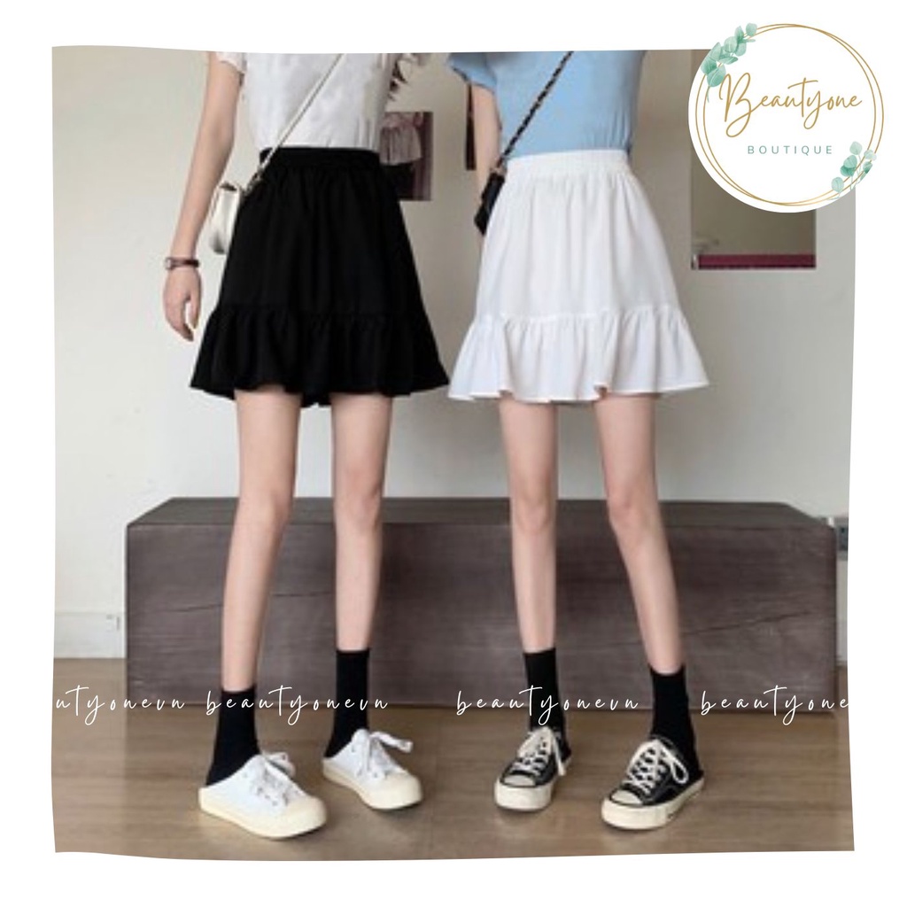 Chân váy voan xếp ly bồng bềnh ulzzang hai màu đen, trắng, chân váy xoè 2 lớp