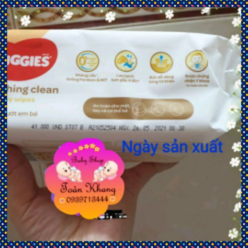 Combo 12 khăn giấy ướt Huggies không mùi loại 64 tờ