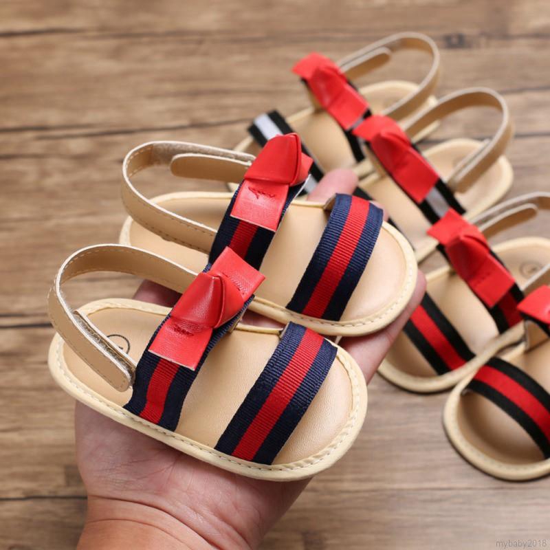 My Baby  Giày sandal tập đi đế mềm chống trượt đính nơ cho bé gái