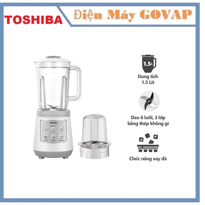 Máy Xay Sinh Tố Toshiba BL-70PR1NV - 1.5L - 2 Cối - Chức Năng Xay Đá- Công Suất 700W- Hàng Chính Hãng, Bảo Hành 12 Tháng