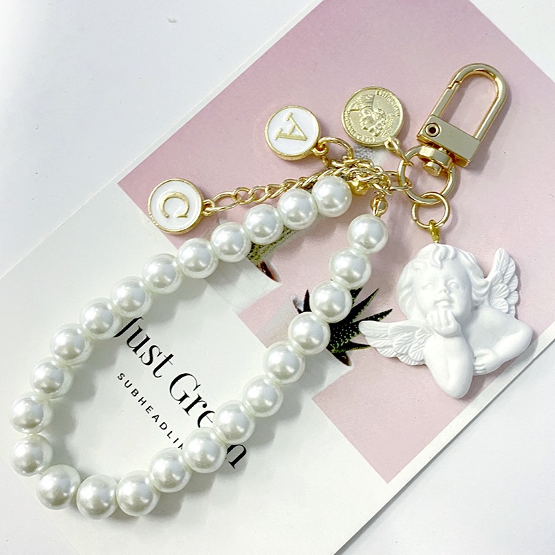 Angel pearl key chain bag key chain women
