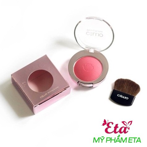 Phấn má hồng CELLIO SHINING BLUSHER có kèm chổi tán phấn dễ dùng