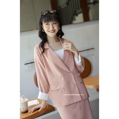 [COSMO Design]Áo Vest Hồng Dáng Suông Chồm Vai