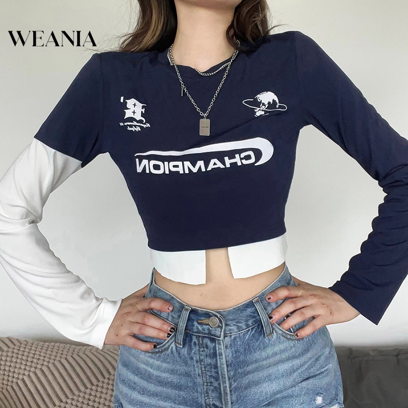 Áo Thun Tay Dài In Họa Tiết Khối Màu Sắc Thời Trang Mùa Thu Cho Nữ