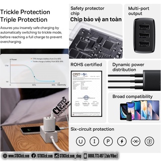 CỦ SẠC 3 CỔNG USB BASEUS COMPACT 17W MINI CHÍNH HÃNG