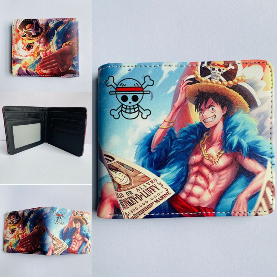 Ví làm từ da PU in hoạt hình one piece cá tính cho nam