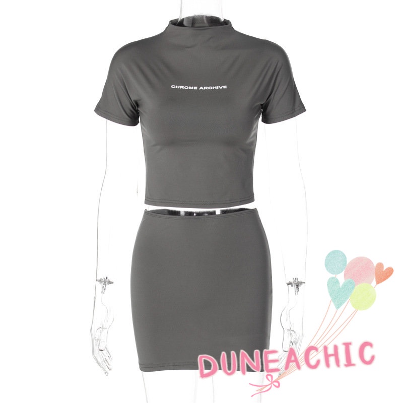 Set đồ DUNEA gồm áo thun lửng phối chân váy thời trang dành cho nữ