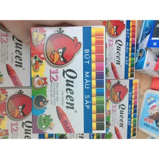 Sáp màu queen 12 màu tặng kèm 12 hình tô màu cho bé giá rẻ có sẵn