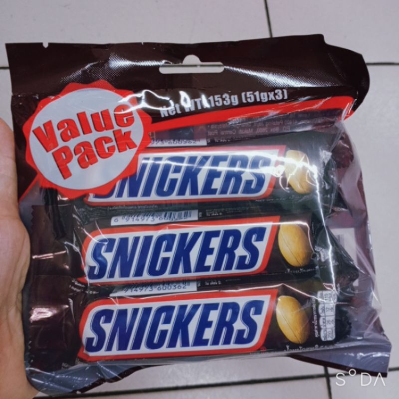 Chocolate snickers gói 3 thanh 51g 153g - ảnh sản phẩm 1