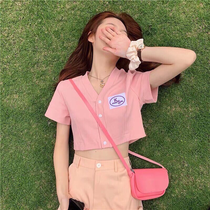 [Mã FAMAYWA giảm 10K đơn 50K] 🍓🍓áo croptop cổ V thêu Logo BS hot hit🍓🍓 Logo thêu bao đẹp | BigBuy360 - bigbuy360.vn