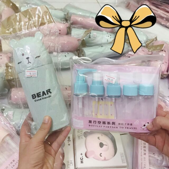 Combo Hộp đựng bàn chải và bộ chiết mỹ phẩm du lịch