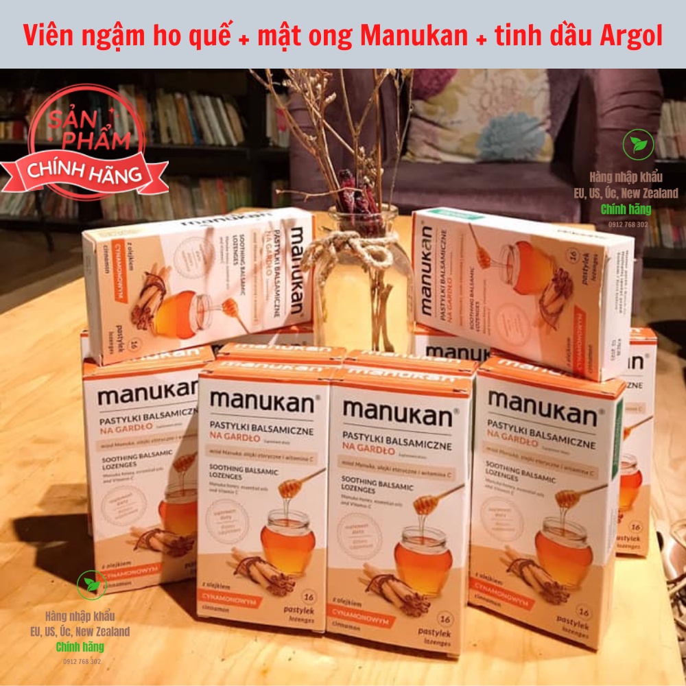 Viên ngậm viêm họng từ quế mật ong hoa Manuka