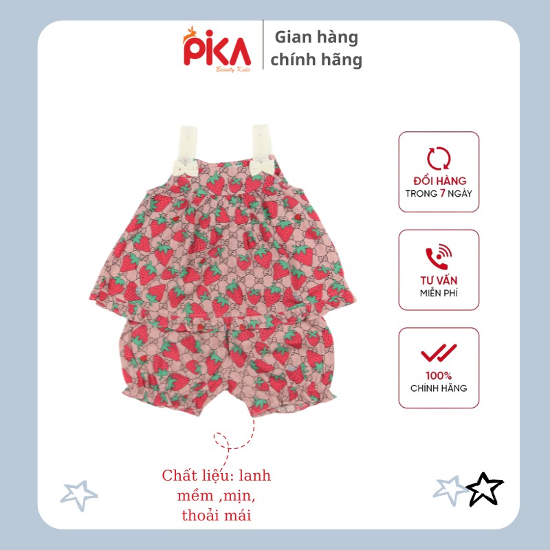 Bộ lanh bé gái -PIKA KIDS mát, mềm mịn cho bé 1-6 tuổi bộ quần áo trẻ em