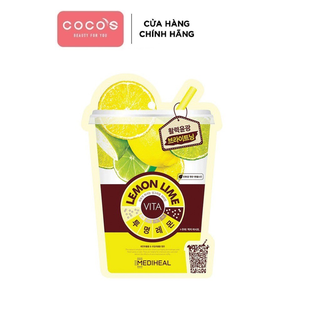 [Mã COSCOCOT3 -8% đơn 250K] Mặt Nạ Tinh Chất Chanh Tươi Giúp Trắng Sáng Da Mediheal Lemonlime Vita Mask 20ml - CHANH