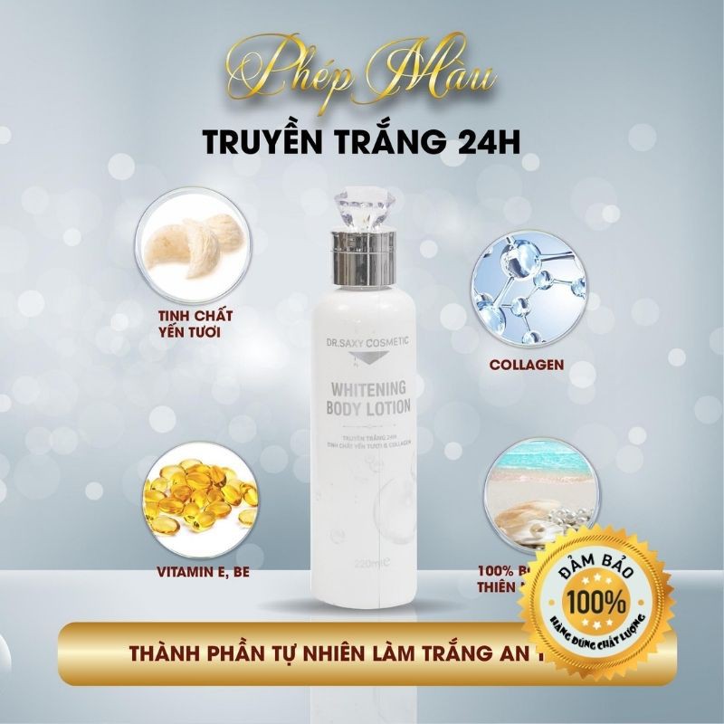 Truyền Trắng Toàn Thân 24h Whitening Body Lotion 100ml - Dr.Saxy Comestic Hàn Quốc