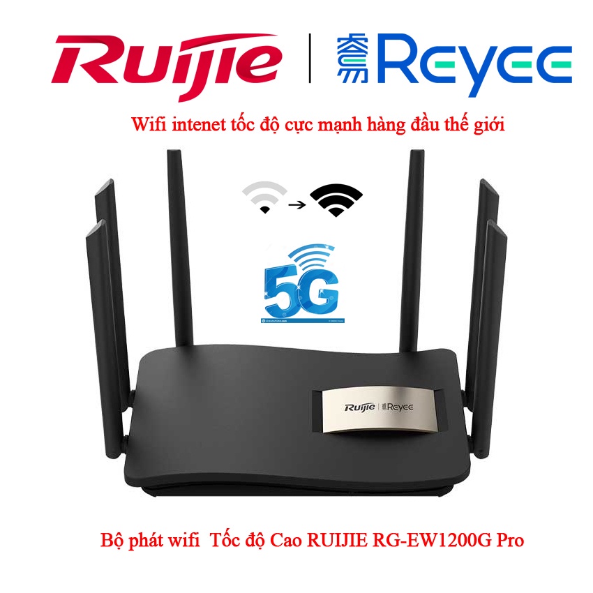 Bộ phát wifi Ruijie RG-EW1200G Pro  6 Anten 6dBi, Hỗ trợ Mesh, Dùng app, 1Wan/3Lan Gigabit
