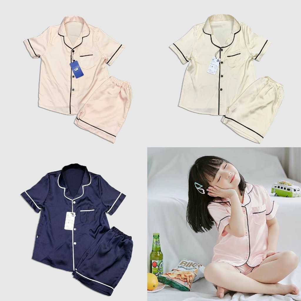 [Loại Đẹp]Bộ Pijama Lụa Mát Cho Bé Gái Mặc Nhà Hè Hàng Đẹp