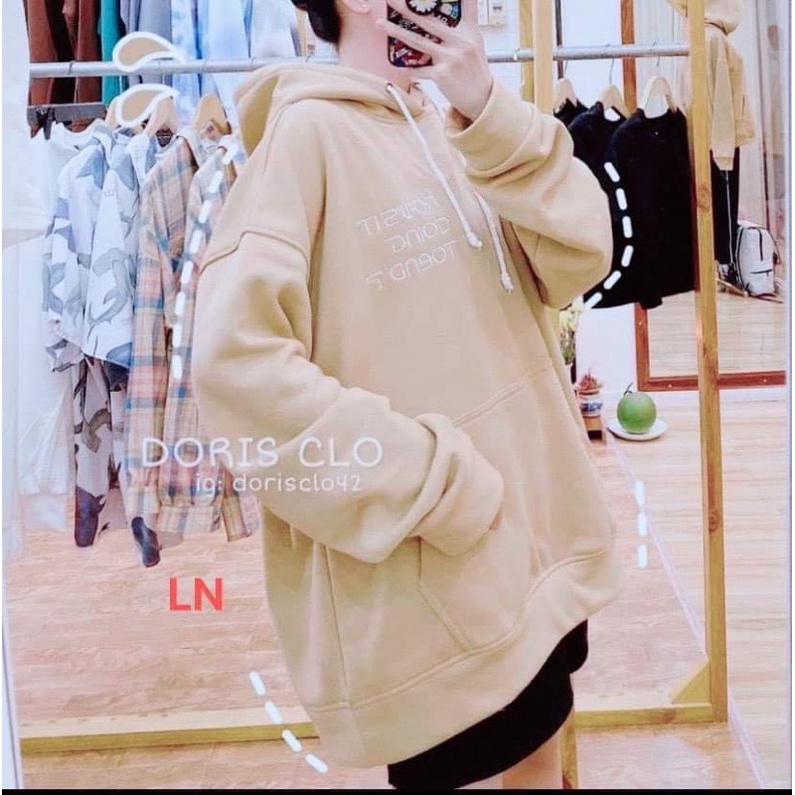 Áo hoodie lô gô chữ trắng LN11