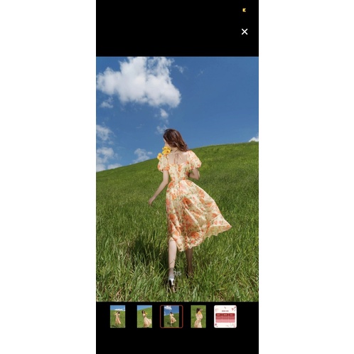 Váy lép hoa cam like new size M đã pass