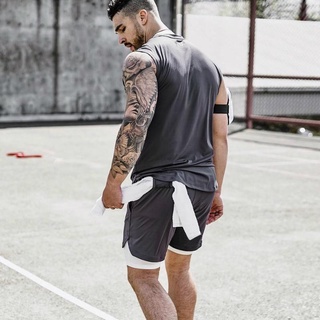 Men's two-in-one double-layer quick-drying running shorts