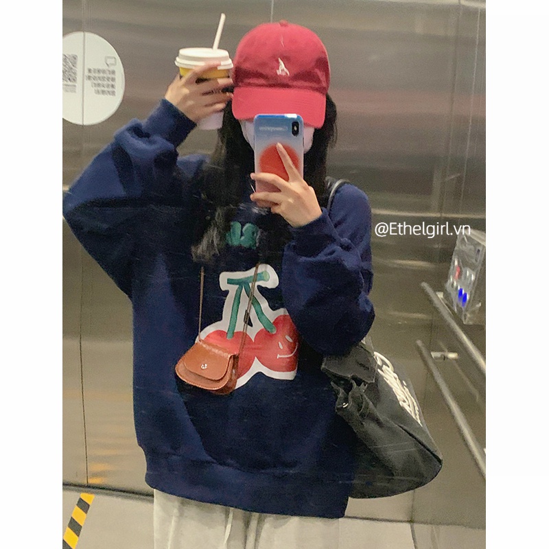 Áo Sweater Cổ Tròn Dáng Rộng In Họa Tiết Phong Cách Retro Thời Trang Hàn Quốc Cho Nữ