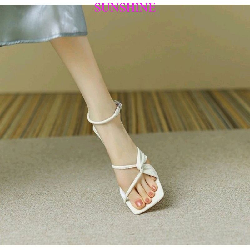 Sandal cao gót nữ 7p, sandal quai chéo cách điệu sang chảnh Sunshine_Store A024