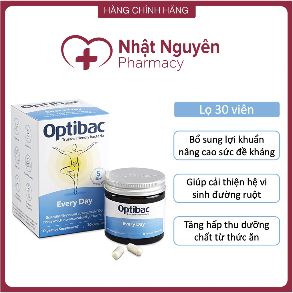 Men vi sinh Optibac xanh da trời Probiotics For Daily Wellbeing - Bổ sung lợi khuẩn, cải thiện hệ vi sinh đường ruột