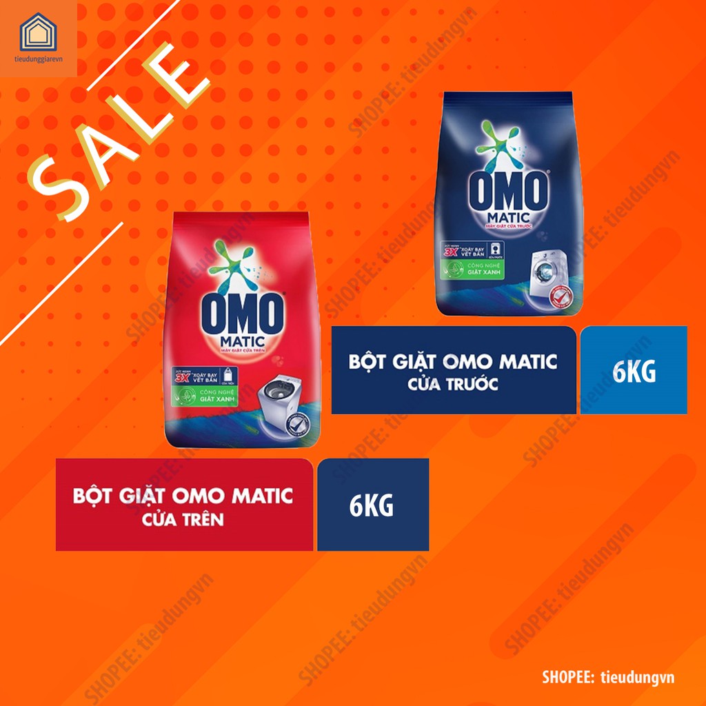 Bột giặt Omo Matic 6kg 💥FREESHIP💥 Cửa trên - Cửa trước  (Giặt máy)