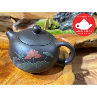 Ấm Tử Sa SEN PHẬT Cao Cấp - Hắc Kim Sa 180 ml- Ấm Tử Sa Thạch Biều, Tây Thi, Hắc Tử Sa, Đại Hồng Bào, Phỏng Cổ.