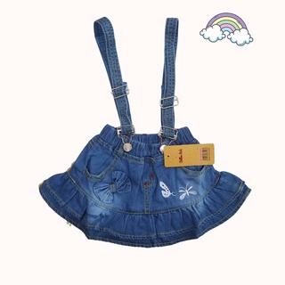 Chân Váy Yếm Jean Bé Gái Thêu Chuồn Chuồn SILBERKIDS