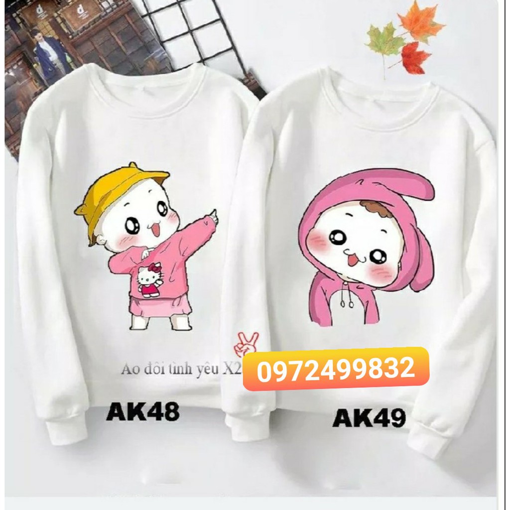 Áo đôi thu đông nam nữ, đồi đôi sweater cặp cực ngầu vải nỉ cực ấm