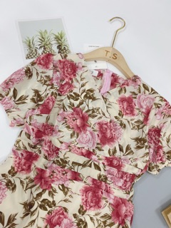 Váy Đầm nữ xoè hoa cổ V