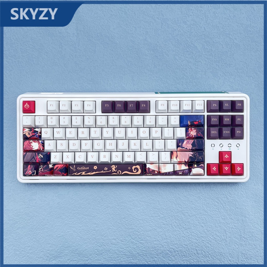 137 Phím Genshin Impact Hu Tao Keycap Cherry Profile Anime PBT Dye Sub Bàn phím cơ học Keycap