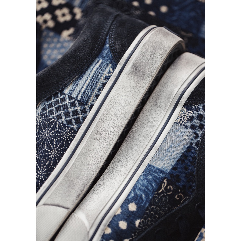 Giày thể thao MADEN vải canvas cổ thấp in họa tiết hoa phong cách retro Nhật Bản