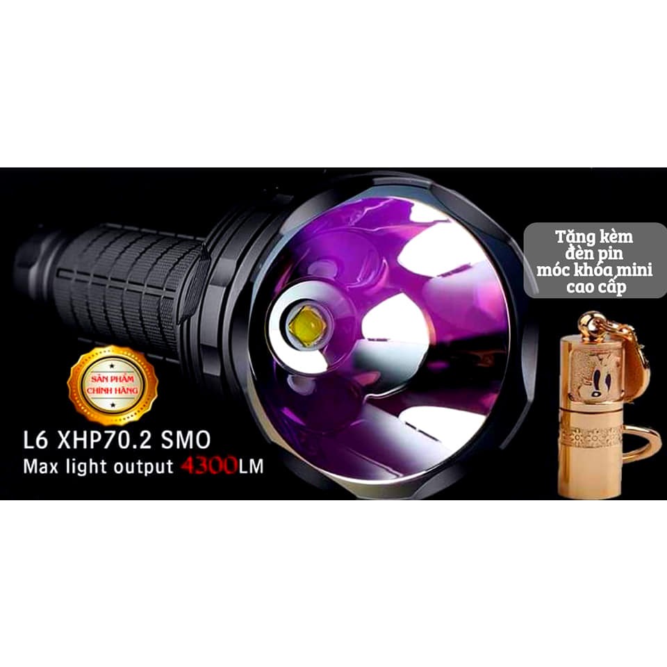 đèn pin L6 XHP70.2 4300LM Đèn pin LED siêu sáng tầm xa - N2-7A (BH 12 tháng)