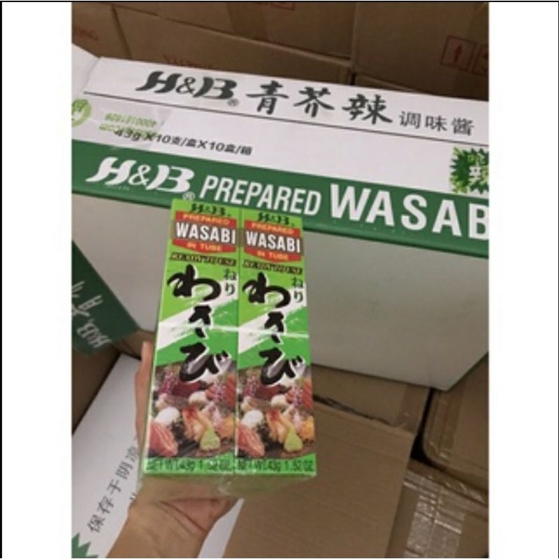[Nhập khẩu] 1 Lốc Mù tạt xanh wasabi H&amp;B 43g (lốc = 10 tuýp). Chấm món Nhật sushi, sashimi