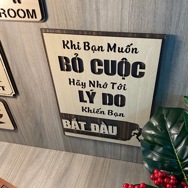 [Khi bạn muốn bỏ cuộc, hãy nhớ lại lý do khiến bạn bắt đầu] Tranh treo tường Gỗ trang trí phòng tạo động lực 20x27cm