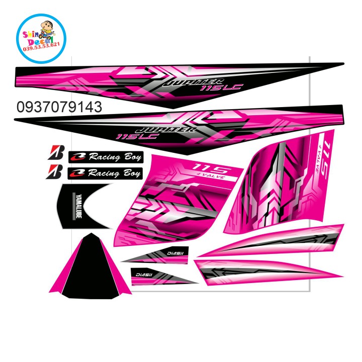 Tem xe jupiter Lc livery hồng đen