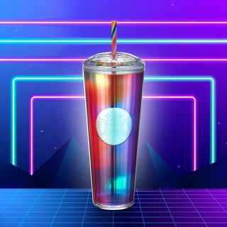 Ly Starbucks Cold Cup 24Oz Bling Rainbow Kaleidoscope