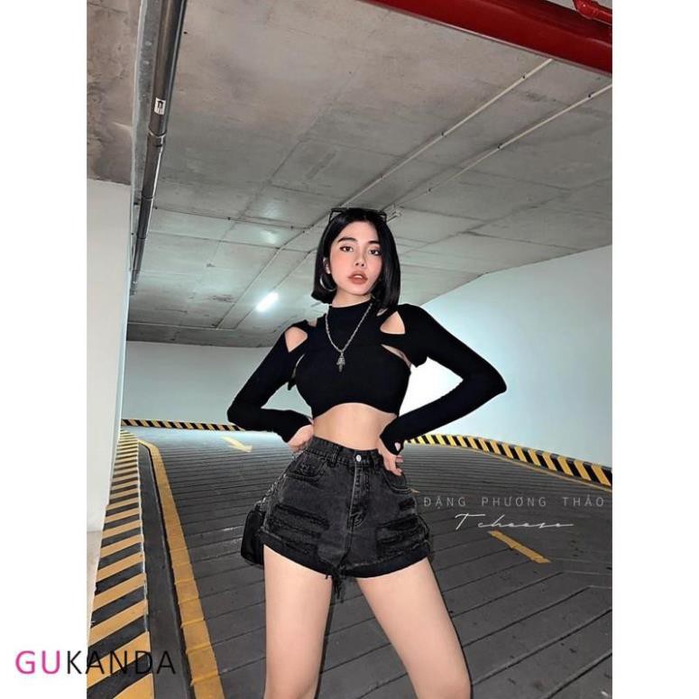 QUẦN SOOC ĐÙI JEAN RÁCH CẠP CAO