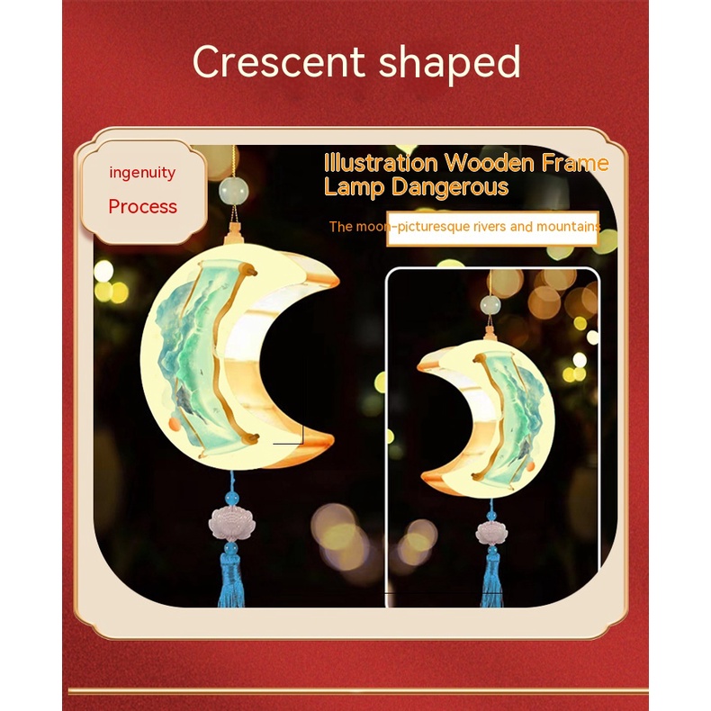 Hàng Mới Về Mới Lồng Đèn Bằng Gỗ Hình Bán Nguyệt Phong Cách Cổ Điển Độc Đáo Trang Trí Nhà Cửa diy