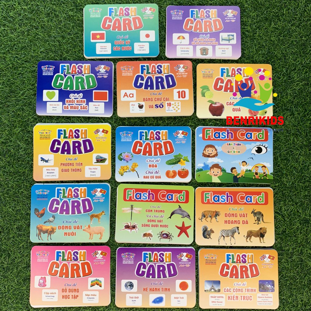 Thẻ Học FlashCard Thông Minh Loại To 16x12Cm 14 Chủ Đề Theo Phương Pháp Glenn Doman Giúp Bé Phát Triển Vượt Trội